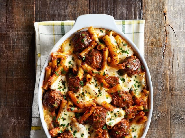 Ziti with Meatballs.