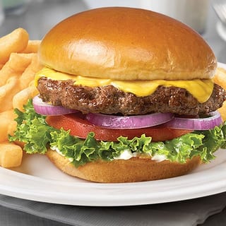 One Cheese Burger, French Fries & Can of Soda Lunch