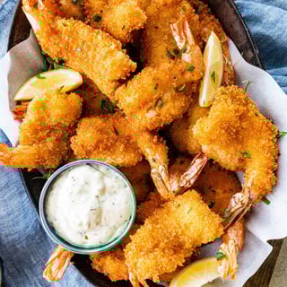 Shrimp in a Basket, French Fries & Can of Soda Lunch