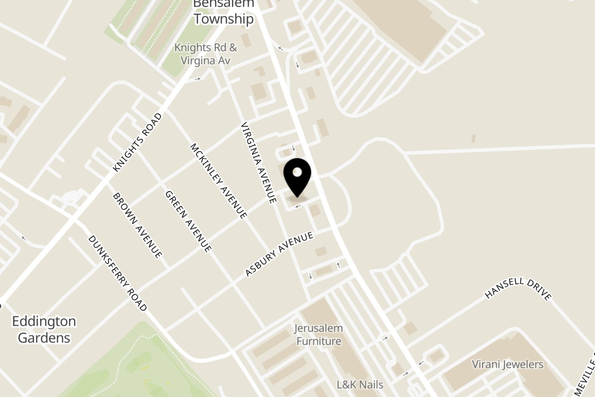 Map showing the location of Sofiabella Pizzeria on 2216 Street Rd in Bensalem